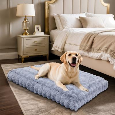 Show full view: BingoPaw Fluffy Deluxe Plush Dog Bed with Removable Cover, Grey, X-Large slide 9 of 10