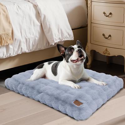 Show full view: BingoPaw Fluffy Deluxe Plush Dog Bed with Removable Cover, Grey, Large slide 7 of 11