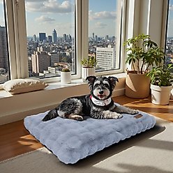 BingoPaw Fluffy Deluxe Plush Dog Bed with Removable Cover, Grey, Large
