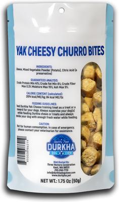 Show full view: Durkha Yak Cheesy Churro Bites Crunchy Dog Treats, 1.75-oz bag slide 3 of 3