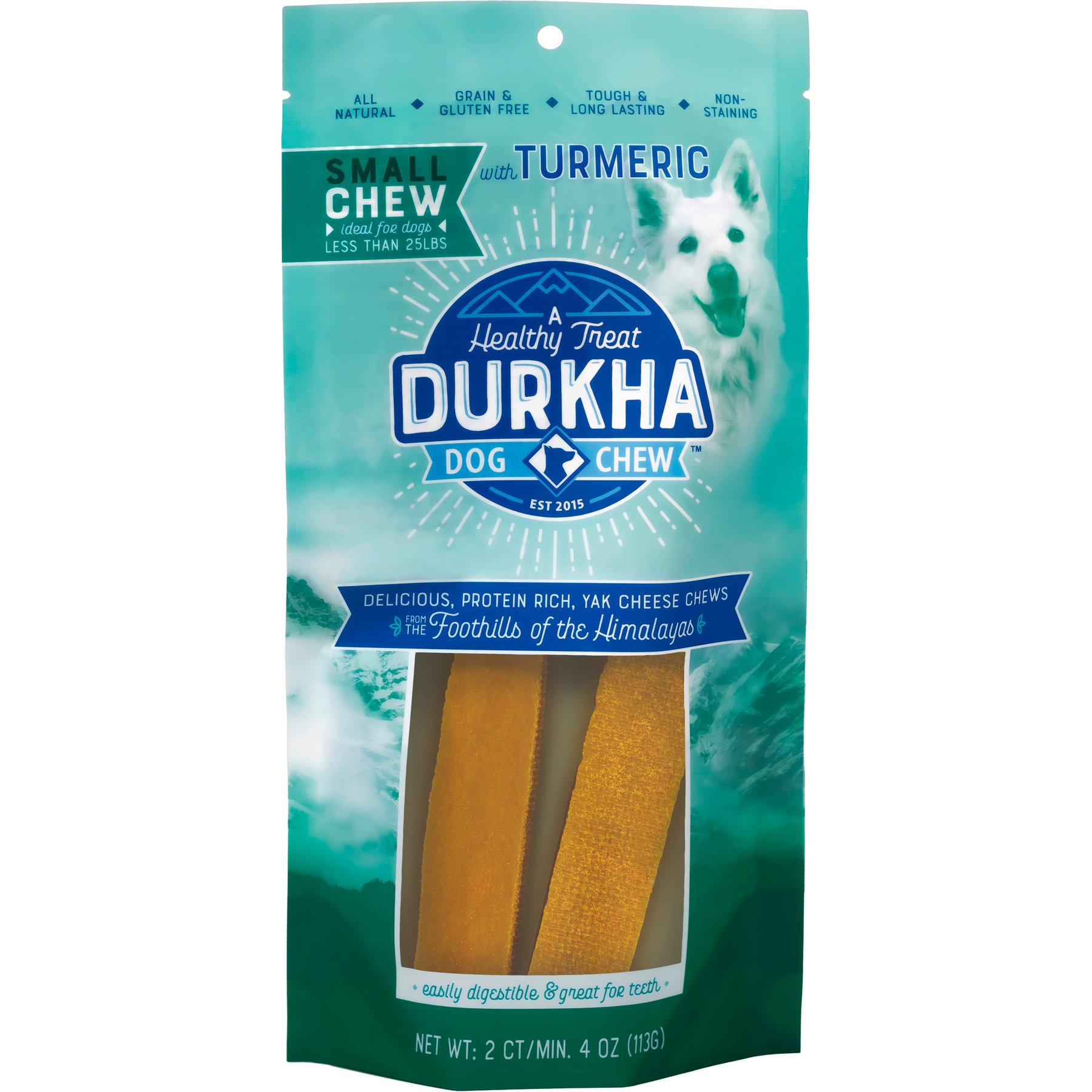 Durkha Cheese Chew Turmeric Dog Treats, Small, 2 count