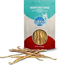 Durkha Turkey Tendons Dehydrated Dog Treats, 1-lb bag
