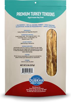 Show full view: Durkha Turkey Tendons Dehydrated Dog Treats, 8-oz bag slide 3 of 3