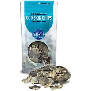 Durkha Cod Skin Chips Dehydrated Dog Treats, 1.13-oz bag