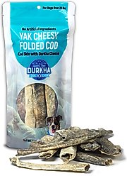 Durkha Yak Cheesy Folded Cod Dehydrated Dog Treats, 2-oz bag