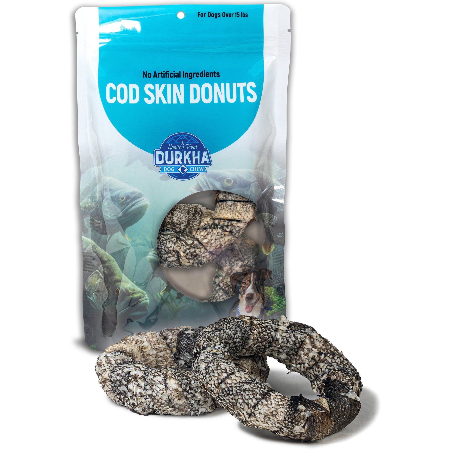 Durkha Cod Skin Donuts Dehydrated Dog Treats, Large, 2 count