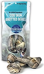 Durkha Cod Skin Knotted Bones Dog Treats, Large, 2 count