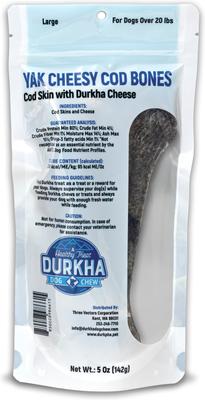 Show full view: Durkha Yak Cheesy Cod Bones with Durkha Cheese 7-inch Dehydrated Dog Treats, 2 count slide 3 of 3