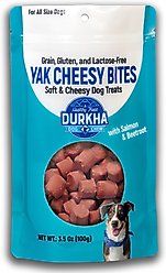 Durkha Yak Cheesy Bites with Salmon & Beetroot Dog Treats, 3.5-oz bag