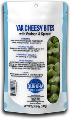 Show full view: Durkha Yak Cheesy Bites with Venison & Spinach Dog Treats, 3.5-oz bag slide 3 of 3