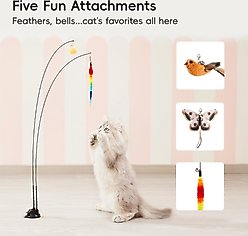 Potaroma Dual Wand Cat Toy with Suction Cup Base & 5 Toy Attachments, Charcoal Base slide 2 of 6