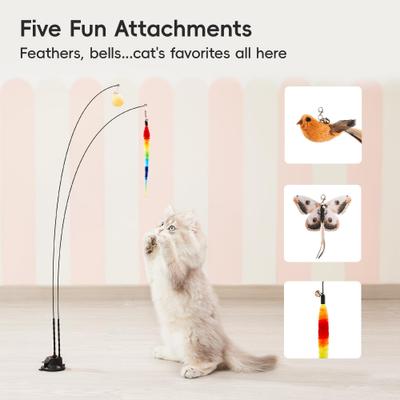Show full view: Potaroma Dual Wand Cat Toy with Suction Cup Base & 5 Toy Attachments, Charcoal Base slide 5 of 8