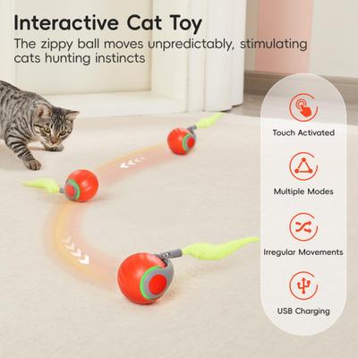 Show full view: Potaroma Rechargable Automatic Ball Cat Toy with Feather Tail, Orange slide 3 of 9