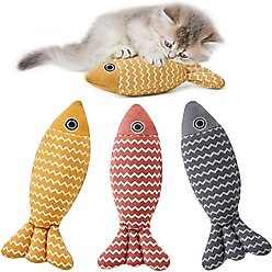 Potaroma Crinkle Fish Cat Toys with Catnip, Multi-Color, 7.8-in, 3 count