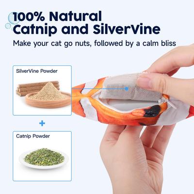 Show full view: Potaroma Flopping Fish Cat Toy with Silvervine & Catnip, Multi-Color, 10.5-in slide 4 of 7
