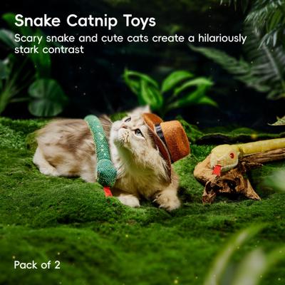 Show full view: Potaroma Crinkly Snake Cat Toy with Catnip, Green & Yellow, 20-in, 2 count slide 6 of 8