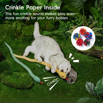 Show full view: Potaroma Crinkly Snake Cat Toy with Catnip, Green & Yellow, 20-in, 2 count slide 4 of 8