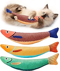 Potaroma Crinkle Fish Cat Toys with Catnip, Multi-color, 9.4-in, 3 count