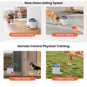 Potaroma Dog Puzzle Feeder Toy, Interactive IQ Training, Electronic Treat Dispenser, Automatic Rechargeable with Remote for Food Dispensing, All Breeds, 280ml Capacity, Multi-colors