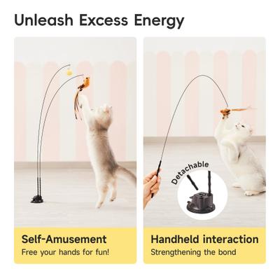 Show full view: Potaroma Dual Wand Cat Toy with Suction Cup Base & 5 Toy Attachments, Charcoal Base slide 6 of 8