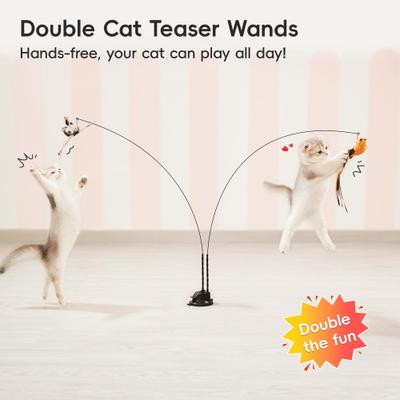 Show full view: Potaroma Dual Wand Cat Toy with Suction Cup Base & 5 Toy Attachments, Charcoal Base slide 2 of 8