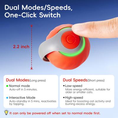 Show full view: Potaroma Rechargable Automatic Ball Cat Toy with Feather Tail, Orange slide 4 of 9