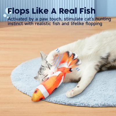 Show full view: Potaroma Flopping Fish Cat Toy with Silvervine & Catnip, Multi-Color, 10.5-in slide 2 of 7