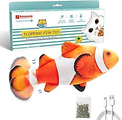 Potaroma Flopping Fish Cat Toy with Silvervine & Catnip, Multi-Color, 10.5-in