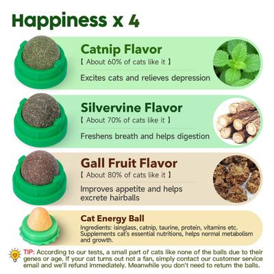 Show full view: Potaroma Toy Ball Wall Cat Toy with Catnip & Silvervine, Green, 4 count slide 3 of 8