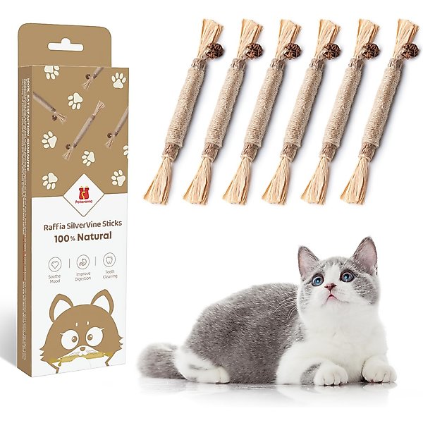 Potaroma Silvervine Stick Cat Chew Toys, 6 count