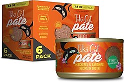 Tiki Cat Grill Mackerel & Sardines Recipe in Broth Grain-Free Pate Wet Cat Food, 2.8-oz can, case of 6