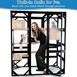 FunXplore Outdoor Cat House with Window Access, Black slide 2 of 7