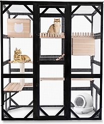 FunXplore Outdoor Cat House with Window Access, Black