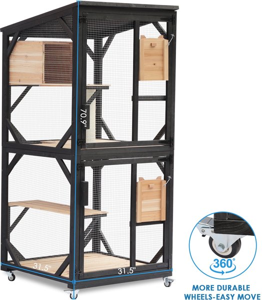 FunXplore 4 Tier Wooden Outdoor Cat House with Removable Floor