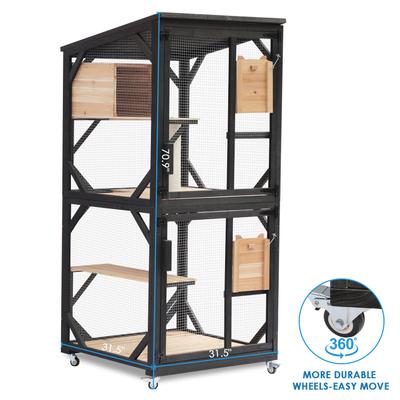 Show full view: FunXplore 4 Tier Wooden Outdoor Cat House with Removable Floor, Black slide 7 of 7