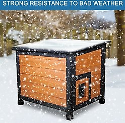 FunXplore Wooden Insulated Outdoor Cat House, Brown slide 2 of 6