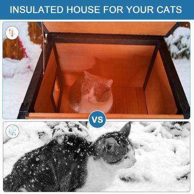 Show full view: FunXplore Wooden Insulated Outdoor Cat House, Brown slide 3 of 7