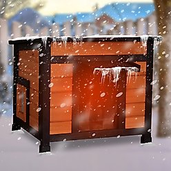 FunXplore Wooden Insulated Outdoor Cat House, Brown