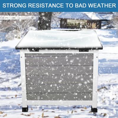 Show full view: FunXplore Wooden Insulated Outdoor Cat House, Grey slide 5 of 8