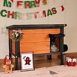 FunXplore Wooden Insulated Outdoor Cat House with Escape Door, Brown slide 2 of 6