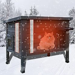 FunXplore Wooden Insulated Outdoor Cat House with Escape Door, Grey slide 1 of 6