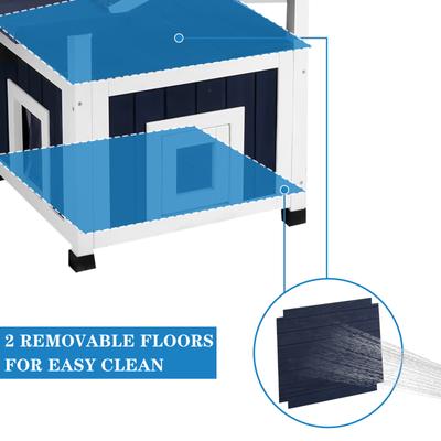 Show full view: FunXplore 4 Tier Wooden Outdoor Cat House with 2 Escape Doors, Black slide 5 of 9