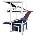 FunXplore 4 Tier Wooden Outdoor Cat House with 2 Escape Doors, Black