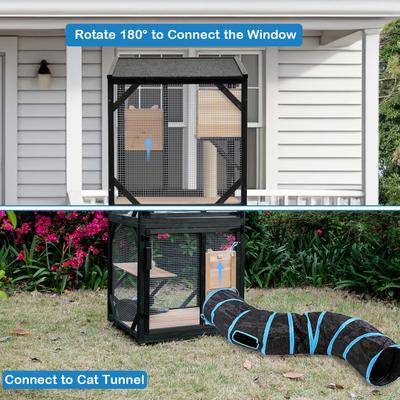 Show full view: FunXplore 4 Tier Wooden Outdoor Cat House with Removable Floor, Black slide 4 of 7