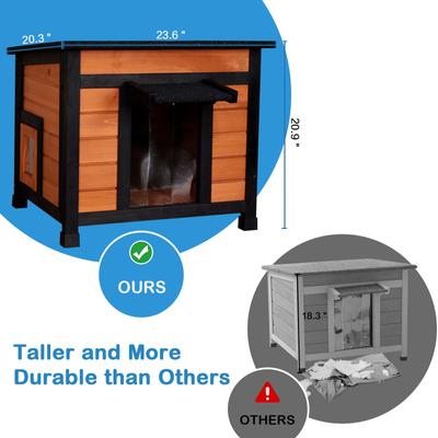 Show full view: FunXplore Wooden Insulated Outdoor Cat House, Brown slide 4 of 7