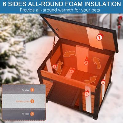 Show full view: FunXplore Wooden Insulated Outdoor Cat House, Brown slide 2 of 7