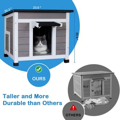 Show full view: FunXplore Wooden Insulated Outdoor Cat House, Grey slide 6 of 8