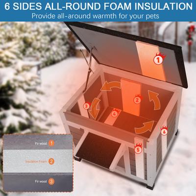 Show full view: FunXplore Wooden Insulated Outdoor Cat House, Grey slide 3 of 8