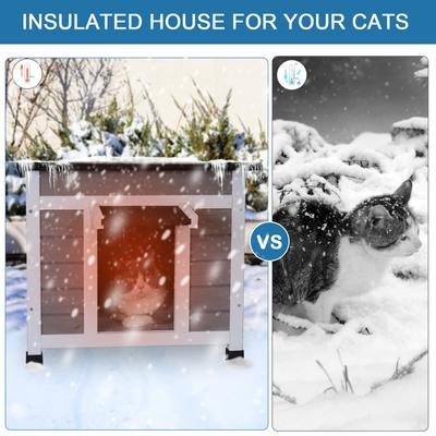 Show full view: FunXplore Wooden Insulated Outdoor Cat House, Grey slide 4 of 8