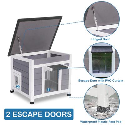 Show full view: FunXplore Wooden Outdoor Cat House, Grey slide 4 of 8